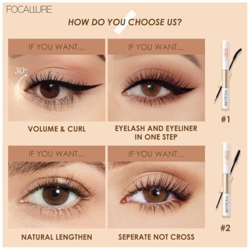 مسكرا مع ايلاينر او مسكرا مزدوجة  ...  2IN 1 Mascara Eyeliner & Mascara Fiber Eyelash primer - Image 2